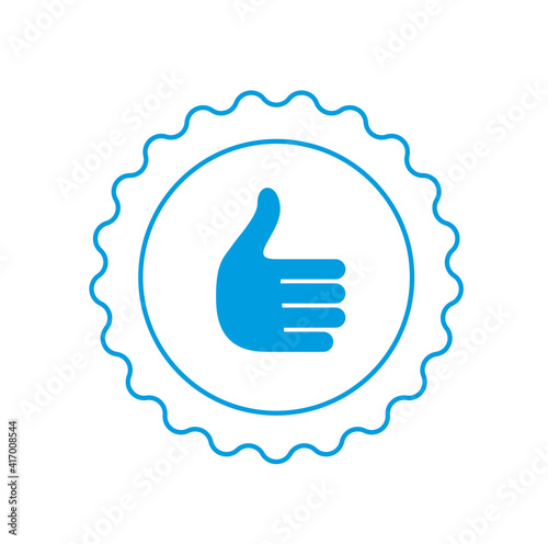 Icon. Quality mark. Hand. Vector illustration. © GrandDesign