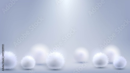 Vector background with white fluffy balls