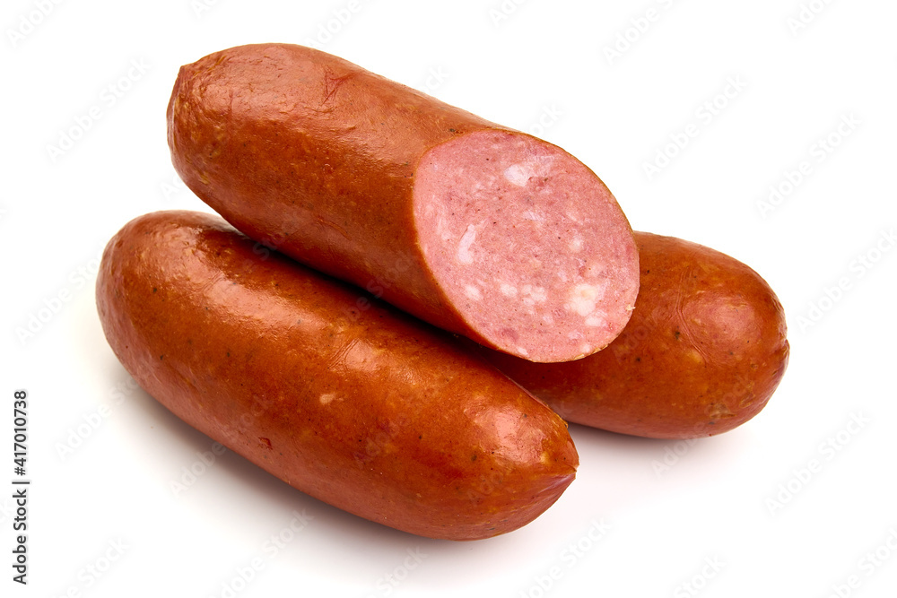 Smoked sausage, isolated on white background. High resolution image Smoked sausage, isolated on white background. High resolution image
