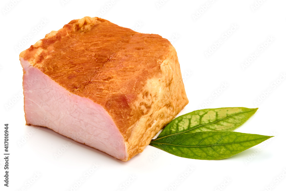Smoked pork meat, isolated on white background. High resolution image