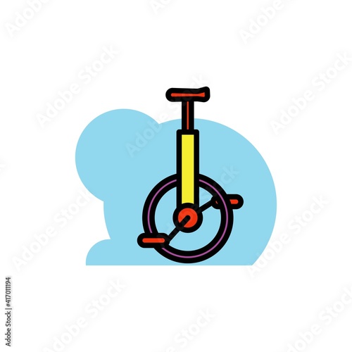 unicycle filled outline Icon.carnival and tool vector illustration on white background