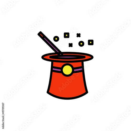 magic hat filled outline Icon.carnival and tool vector illustration on white background