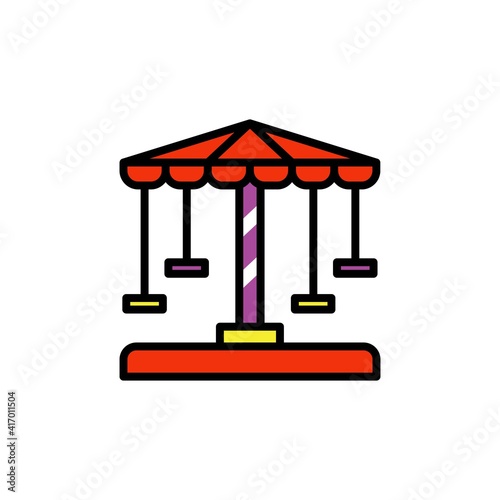 carousel filled outline Icon.carnival and tool vector illustration on white background