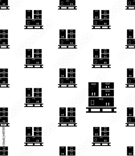 Pallet Icon Seamless Pattern, Solid Flat Transport Structure