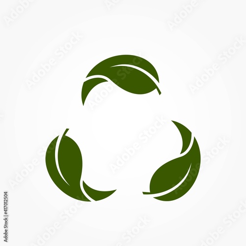 Recycle symbol with leaves. recycling icon. environmental management and eco friendly symbol