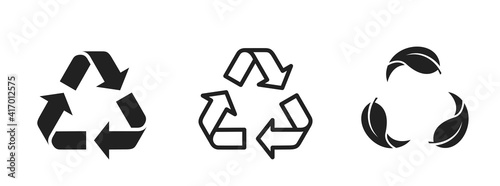 recycle icon set. ecology, eco friendly and environmental management symbols. isolated vector images photo