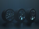 auto wheels on a uniform background in a light haze. 3d render