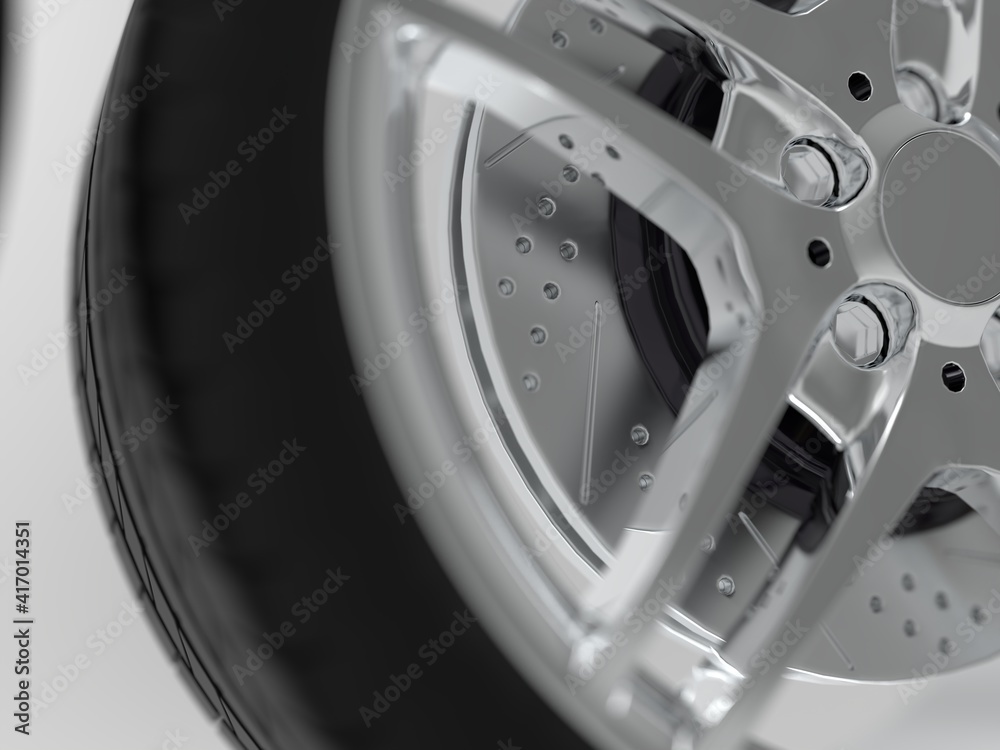 auto wheels on a light background. 3d render