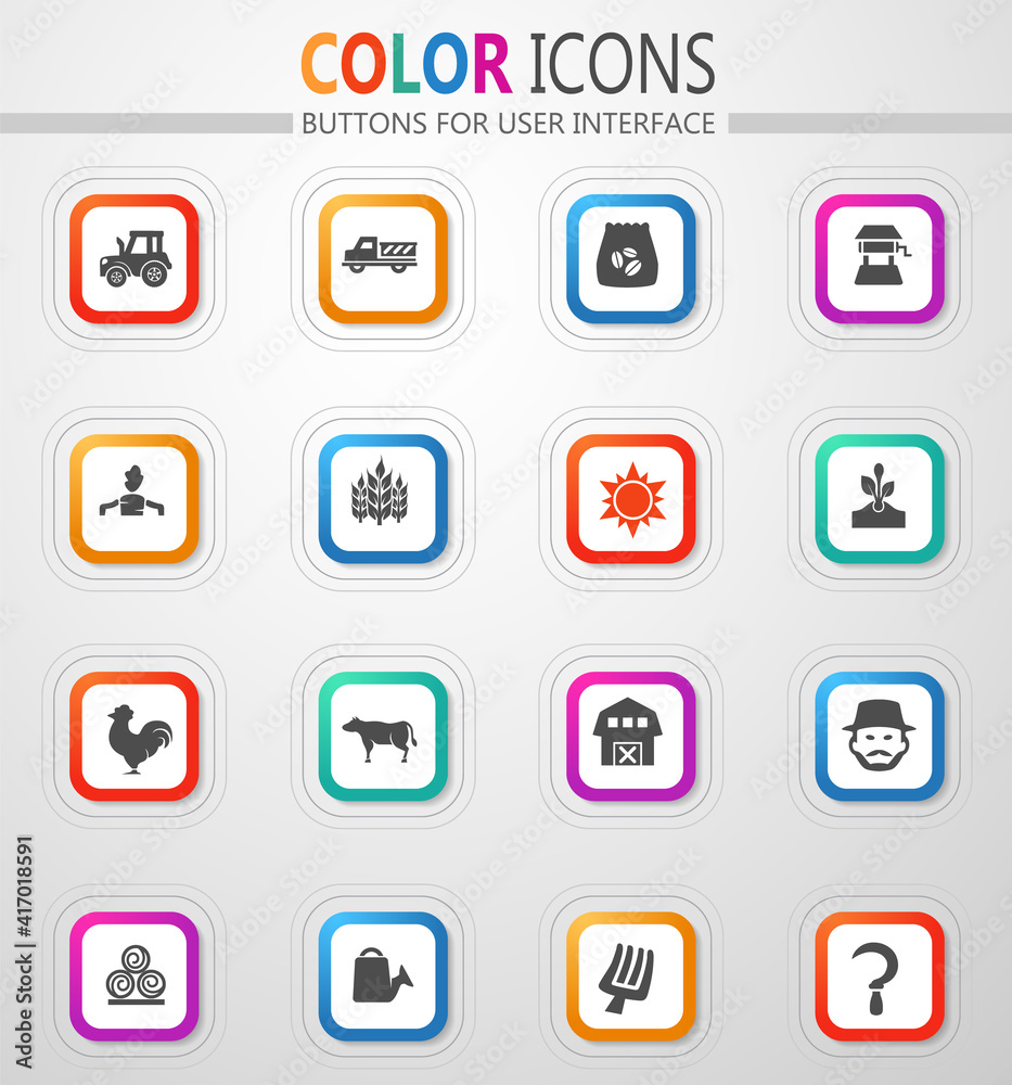 Agriculture and food production icon set Agriculture and food production icon set