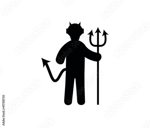 Devil standing up vector icon.  Editable stroke. Symbol in Line Art Style for Design, Presentation, Website or Apps Elements, Logo. Pixel vector graphics - Vector