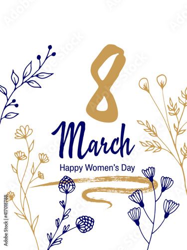 8 March Happy Women's Day vector card.