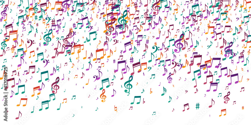 Musical notes cartoon vector pattern. Symphony