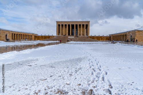 Wallpaper Mural Ankara, Turkey - January 16 2021: Tourists visit Anitkabir (Ataturk's mausoleum) after snowing in winter time. Torontodigital.ca
