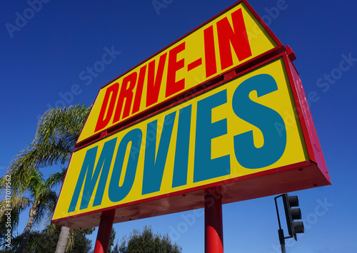 Colorful drive-in movies sign © jdoms