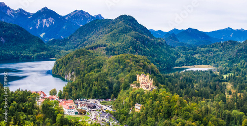 famous medieval german castle, land of knights, dragons and princesses, hohenschwangau castle photo
