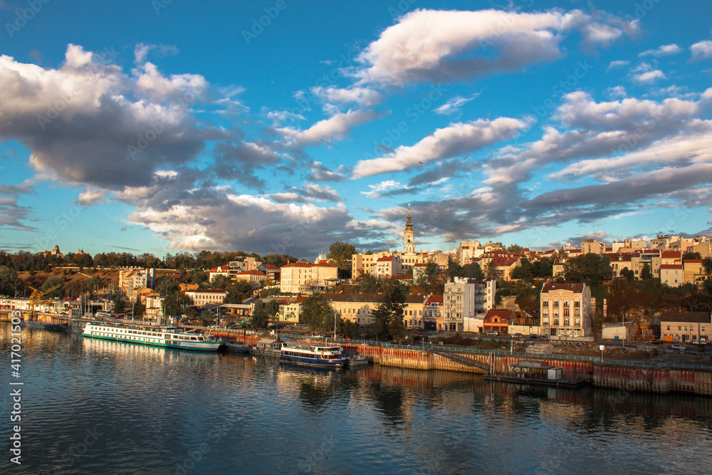 Panorama of the city of Belgrade. A popular tourist destination - the port of Belgrade.
