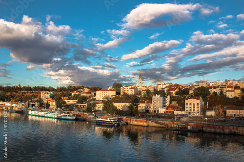 Panorama of the city of Belgrade. A popular tourist destination - the port of Belgrade.