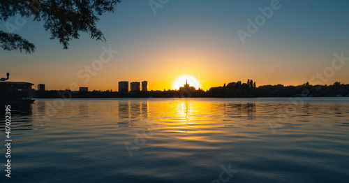 sunset over the river
