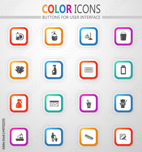 Cleaning company, cleaning service icon set