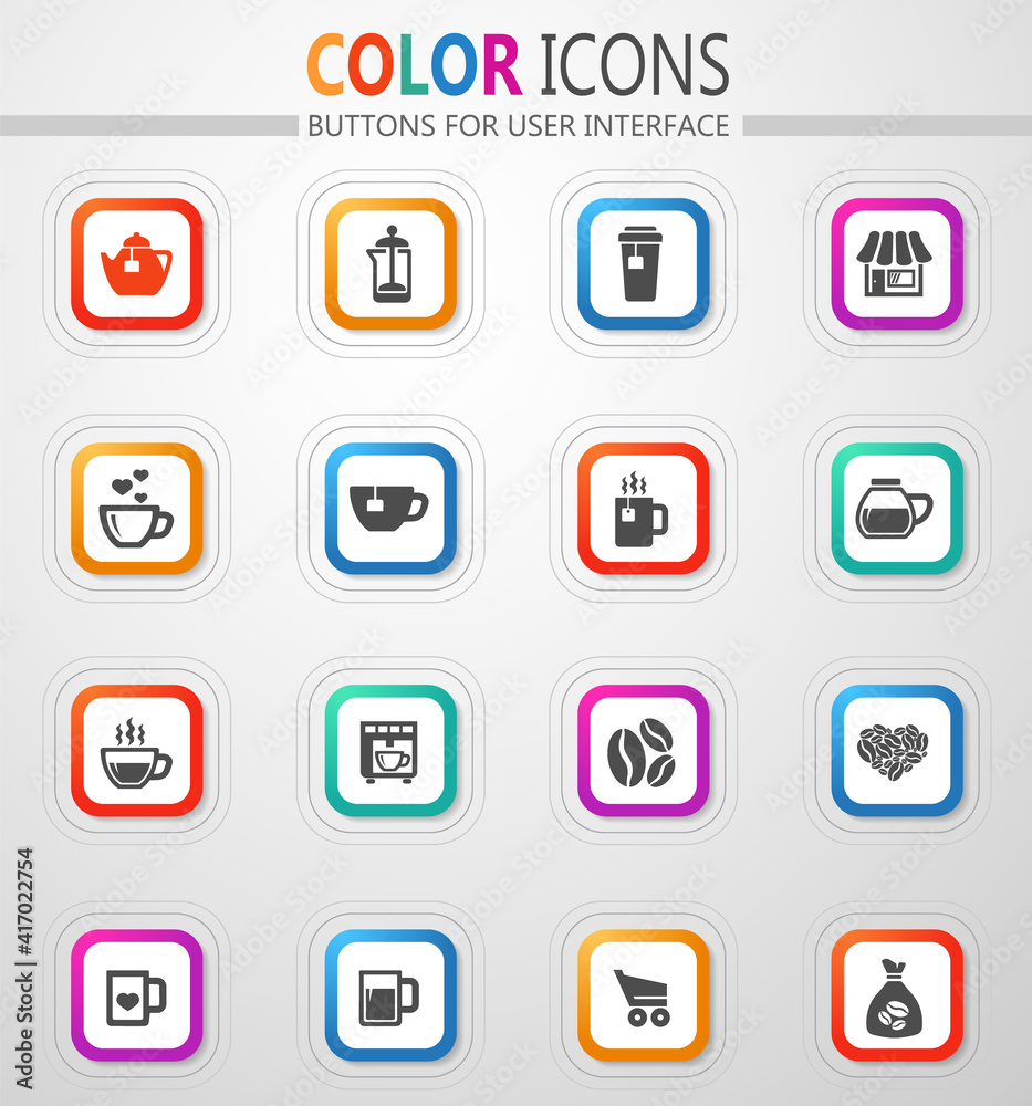Coffee house. Making coffee and tea icon set Coffee house. Making coffee and tea icon set