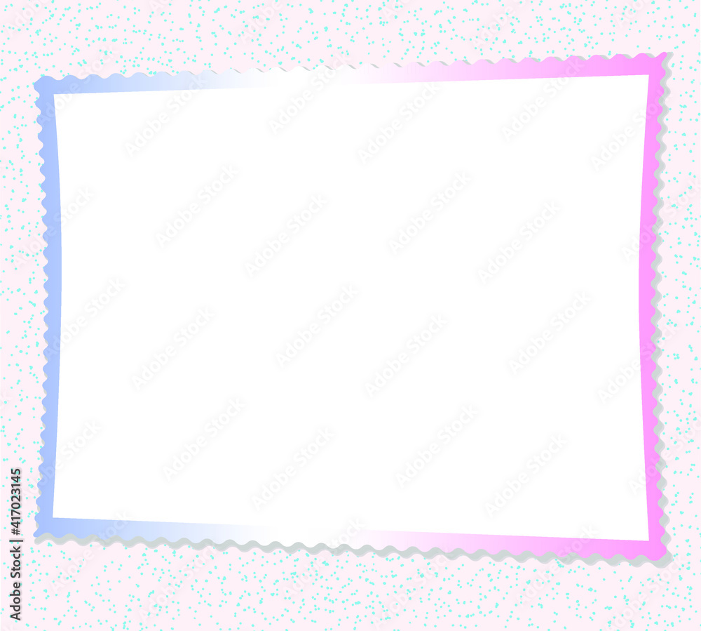 vector drawing, frame with festoons, blue flecks on a pink background vector drawing, frame with festoons, blue flecks on a pink background