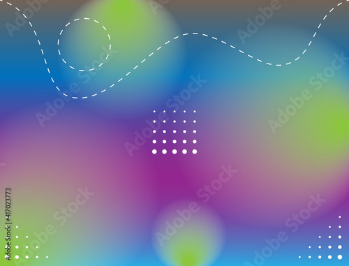 Light leak background with dominant blue purple green color gradation and wavy dotted lines and dots in some parts