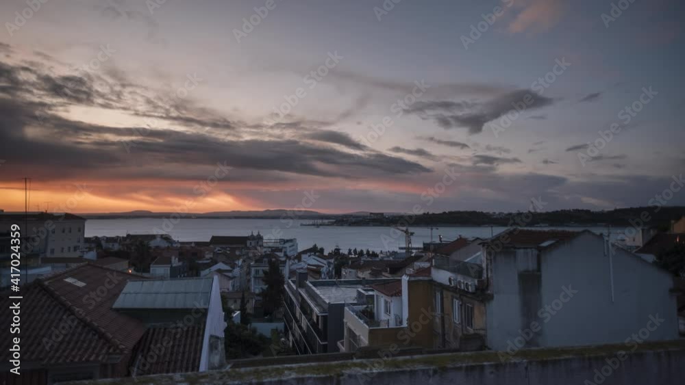 Lisboa Harbor Sunrise Time Lapse with beautiful Sky Lisboa Harbor Sunrise Time Lapse with beautiful Sky