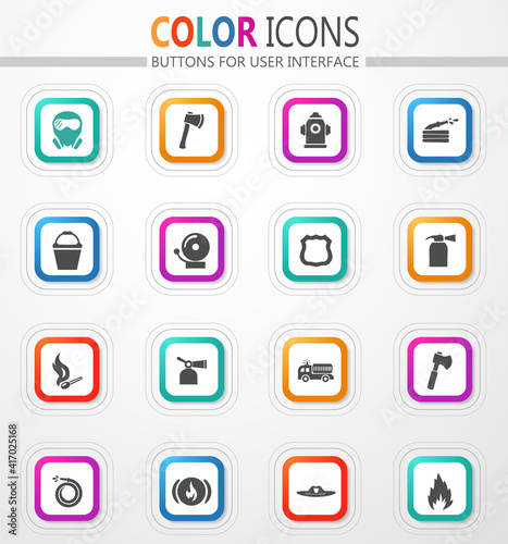 Fire brigade icons set