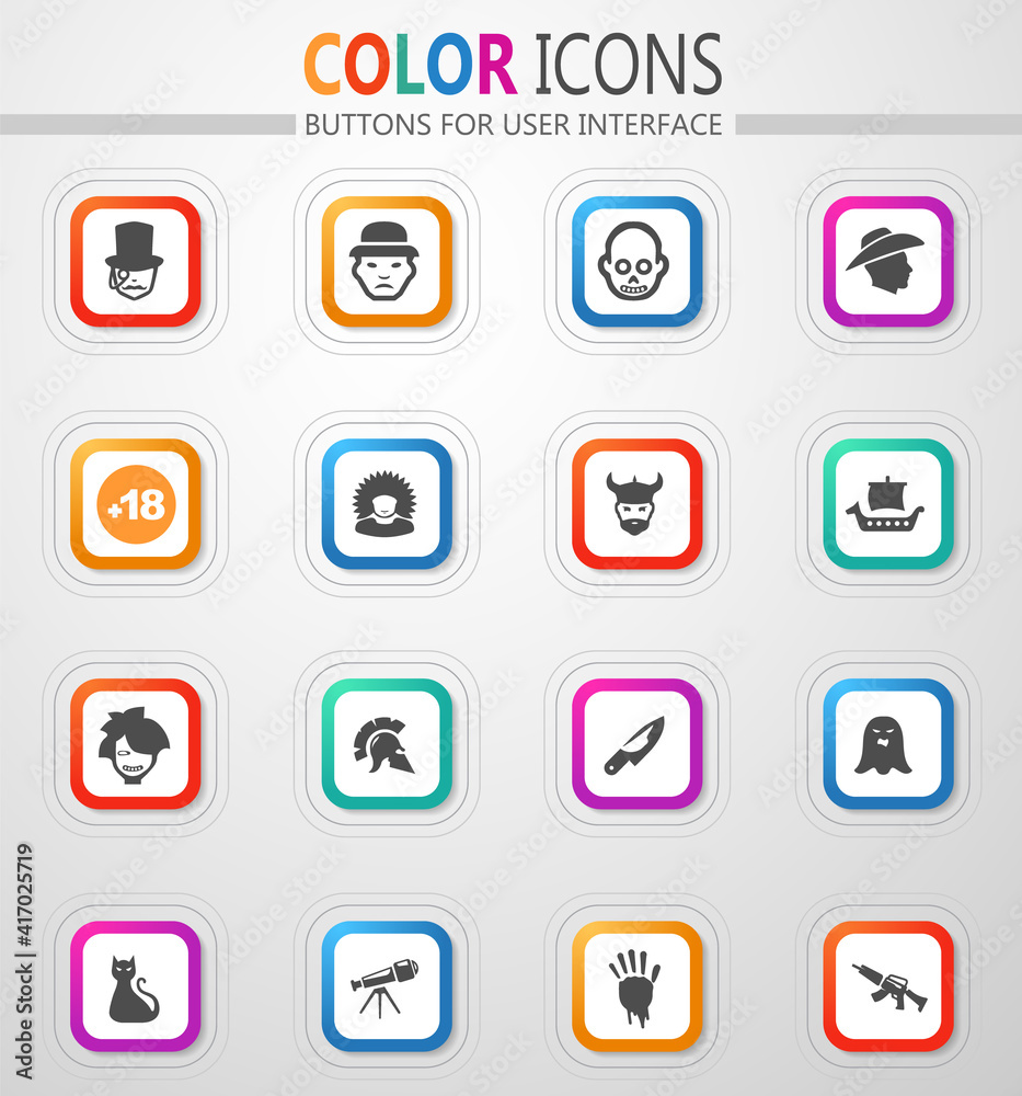 Genres of cinema icons set Genres of cinema icons set
