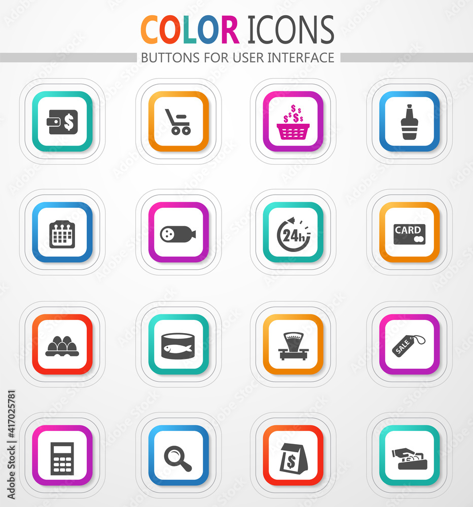 Grocery store icons set