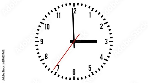 Analog Clock 1 Minute from 14:59:31 to 15:00:30