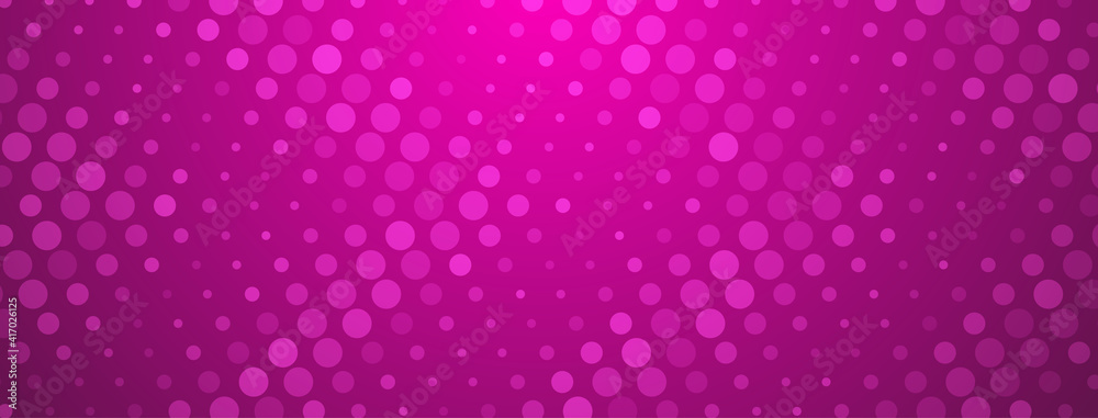 Abstract halftone background made of dots of different sizes in purple colors