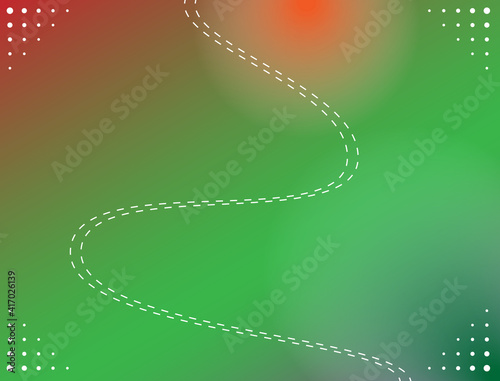 Light leak background with predominantly bright red green color gradation and wavy dotted lines and dots in some parts
