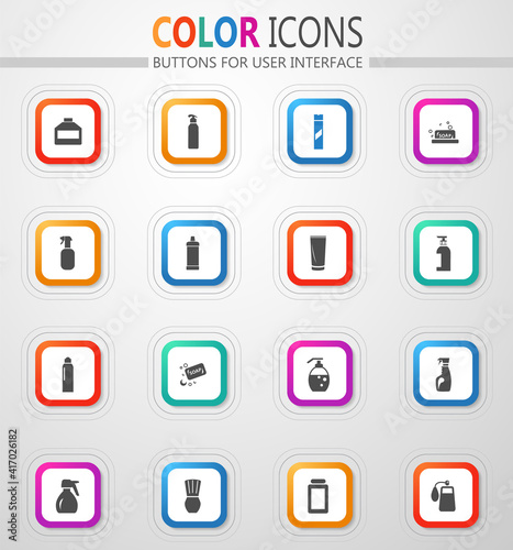 Household chemicals icons set