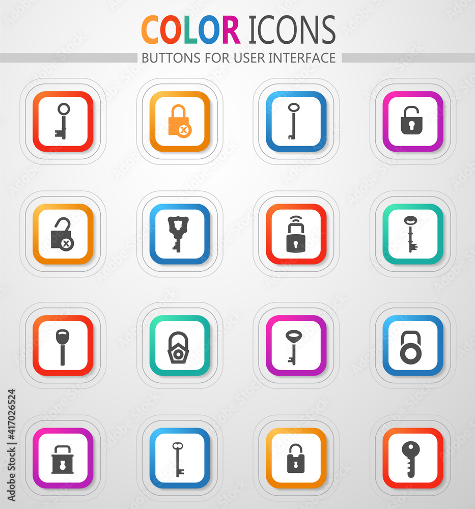 Lock and Key icons set