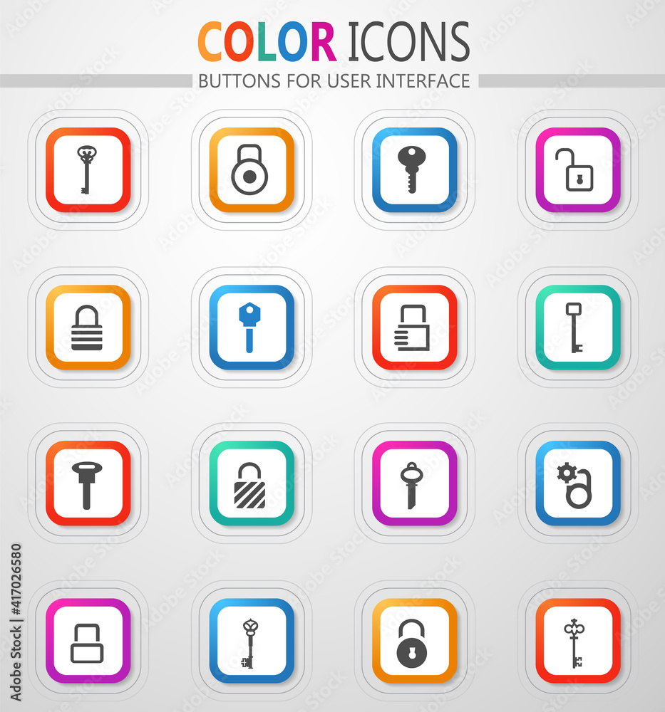 Lock and Key icons set Lock and Key icons set