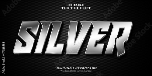 Silver text,shiny  metallic style editable text effect