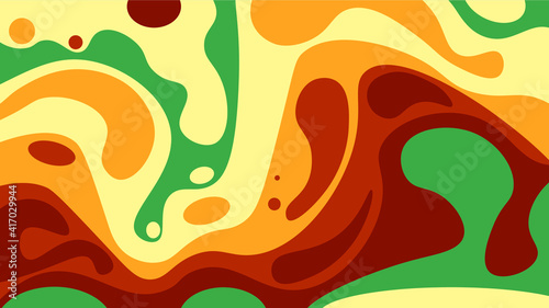 Abstract background pattern flat with beige  yellow  orange  brown and green earth tones  earthy style colors with swirls and relaxing look. 