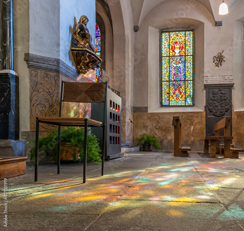 Interior of the catholic cathedral in Chur, the oldest town in Switzerland and the capital of the Swiss canton of Graubunden. photo