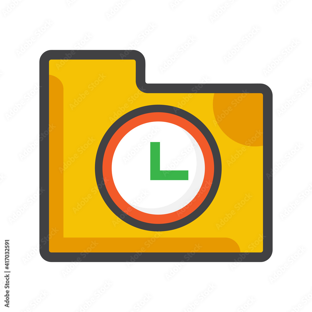 file folder with time icon. file folder illustration. Flat vector icon. can use for, icon design element,ui, web, mobile app. file folder with time icon. file folder illustration. Flat vector icon. can use for, icon design element,ui, web, mobile app.
