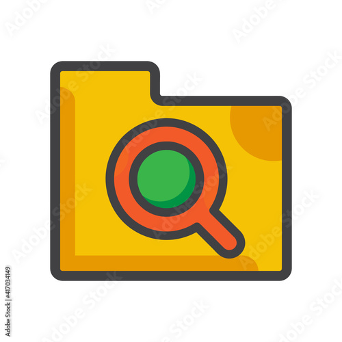 file folder with search icon. file folder illustration. Flat vector icon. can use for, icon design element,ui, web, mobile app.