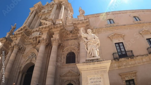 Siracusa, Sicily - evocative view of the facade of the cathedral of Ortigia  photo