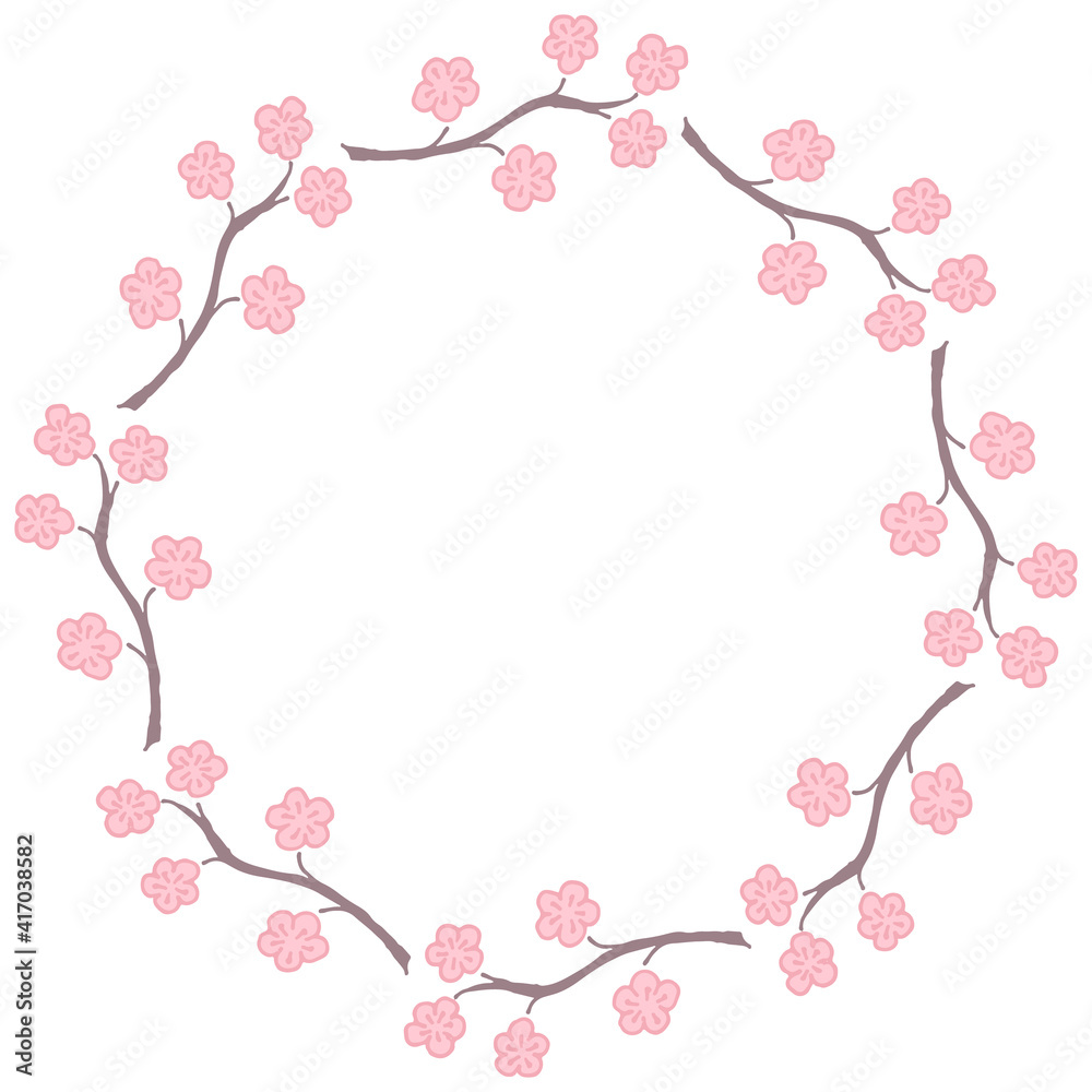 Spring frame from branches with flowers