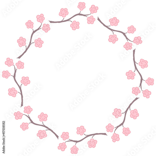 Spring frame from branches with flowers