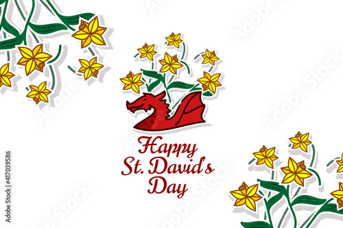 Happy St. David's Day vector Illustration. Suitable for greeting card, poster and banner