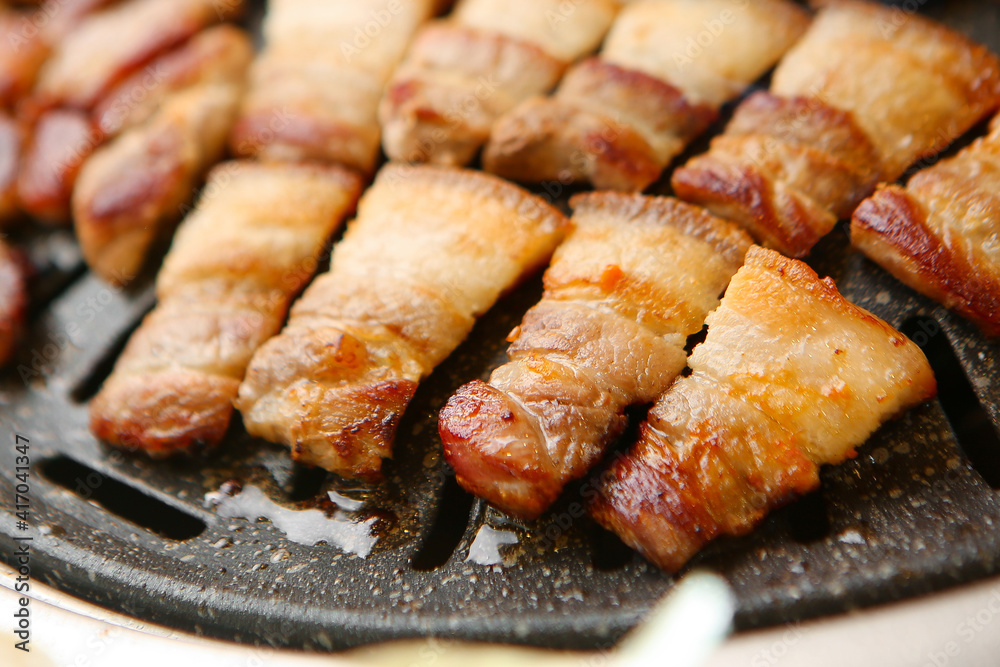 삼겹살 한국음식 Pork belly samgyeopsal	
