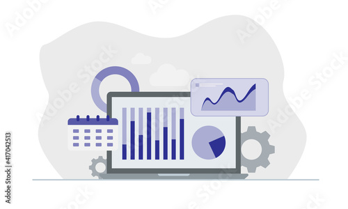 Flat design Data Analysis. Modern vector illustration concepts for background, banner, mobile app and website.