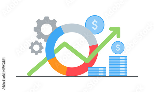 Flat design profit growth. Vector Illustration for mobile app, website.