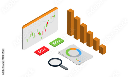 Isometric design Data Analysis. Modern vector illustration concepts for background, banner, mobile app and website.