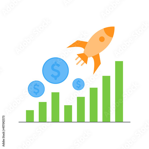 Flat design profit growth. Vector Illustration for mobile app, website.